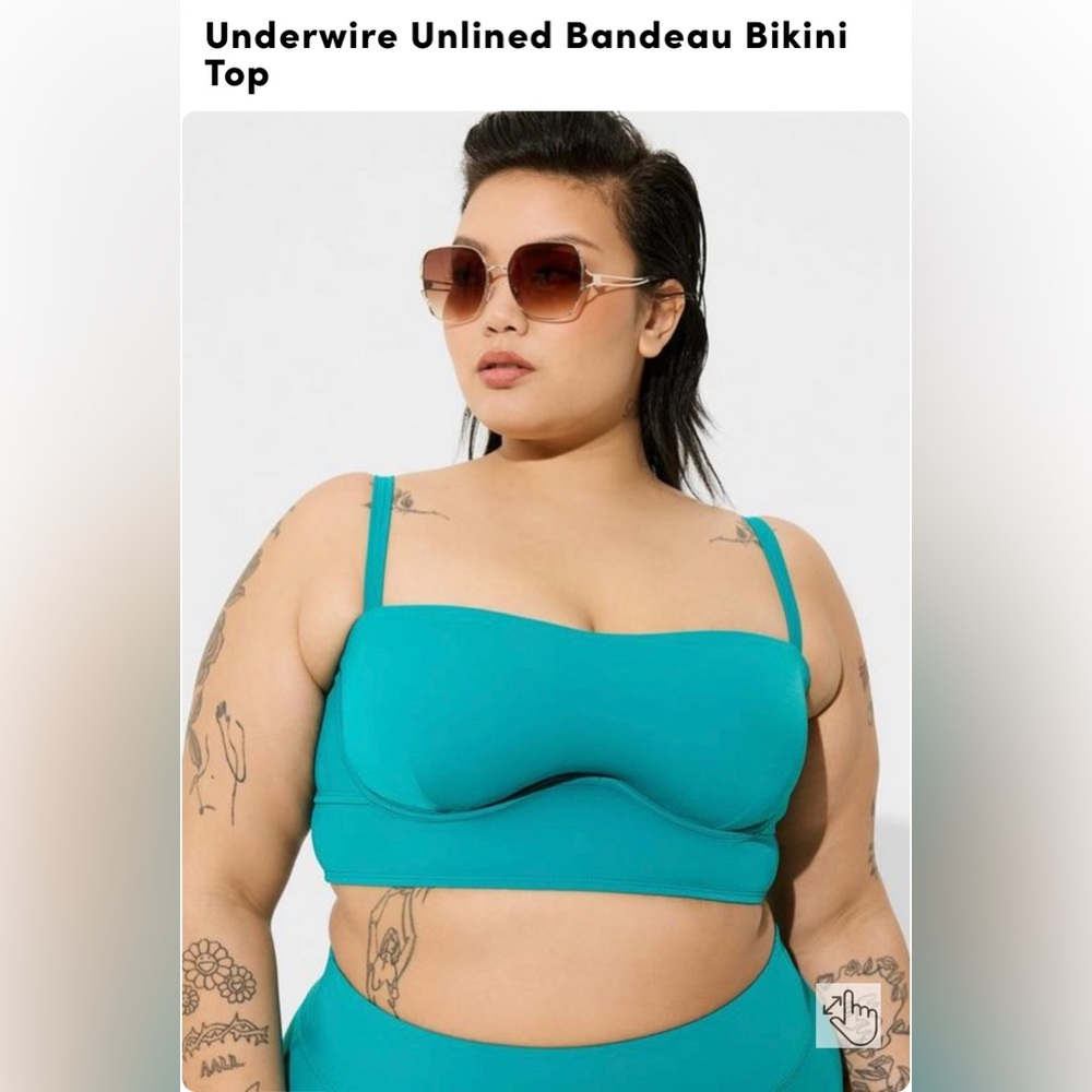 Teal Underwire Unlined Bandeau Bikini Top